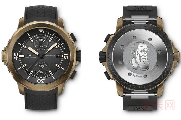 二手万国海洋时计系列“达尔文探险之旅”特别版手表正面和背面对比
