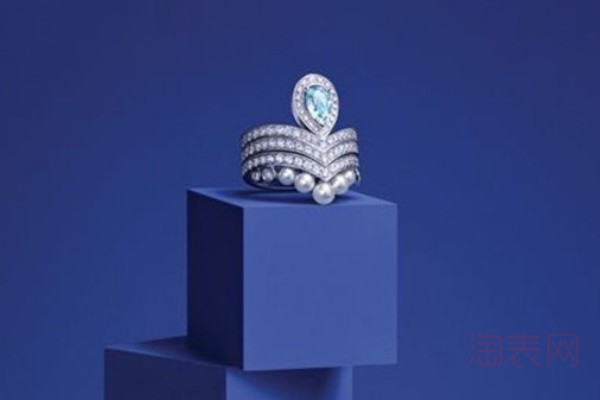 二手尚美巴黎加冕•爱系列蓝钻戒指整体展示图