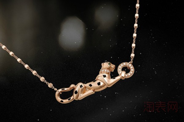 二手卡地亚猎豹系列18K玫瑰金项链匍匐款细节展示图