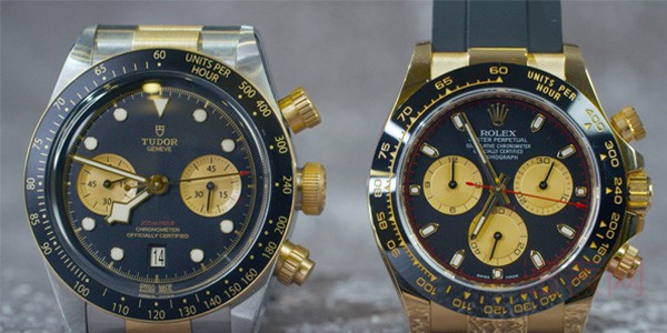 二手帝舵碧湾系列计时手表和二手劳力士迪通拿系列计时手表
