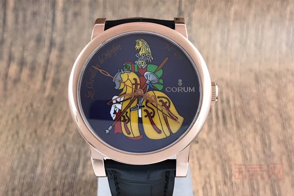 二手昆仑18K玫瑰金珐琅盘手表展示图