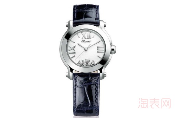 二手萧邦快乐钻石系列鳄鱼皮手表展示图