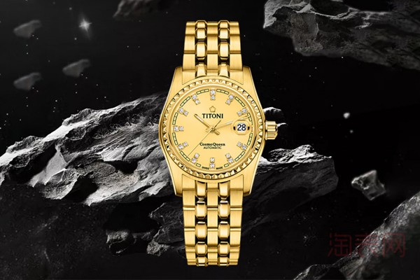 二手梅花宇宙系列黄金镶钻手表展示图
