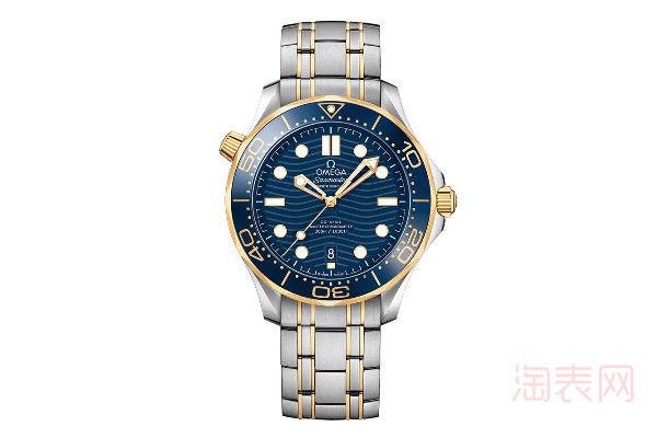 二手欧米茄海马系列蓝盘精钢手表展示图