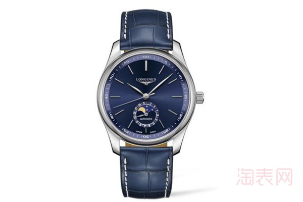 二手浪琴名匠系列月相蓝盘手表展示图
